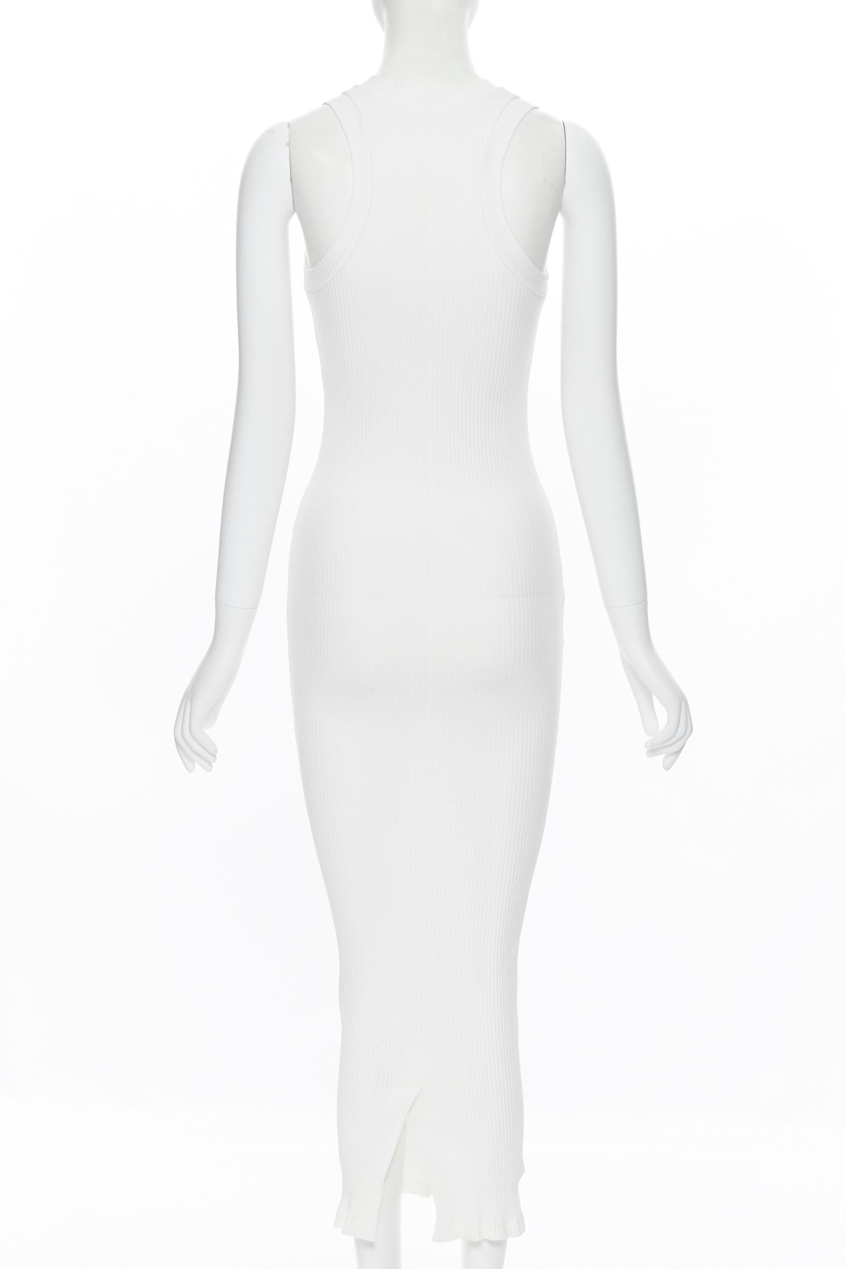 White MR LARKIN ivory white ribbed stretch fit minimalist casual day dress XS