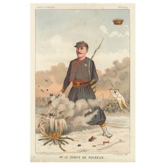 Mr. le Comte de Puiseux, French Zouave Satirical Chromolithograph, 1885