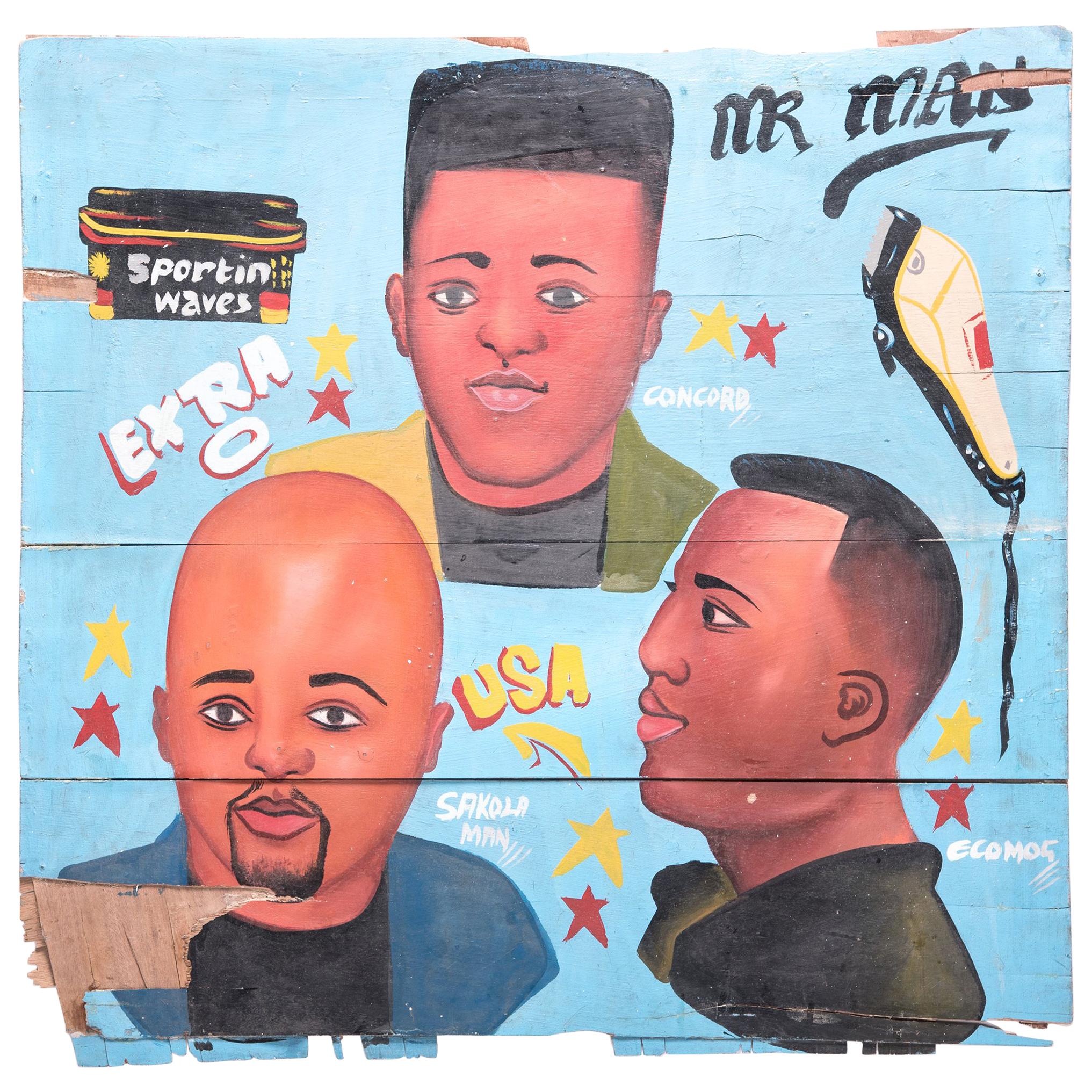 "Mr. Man" African Hand-Painted Barbershop Sign