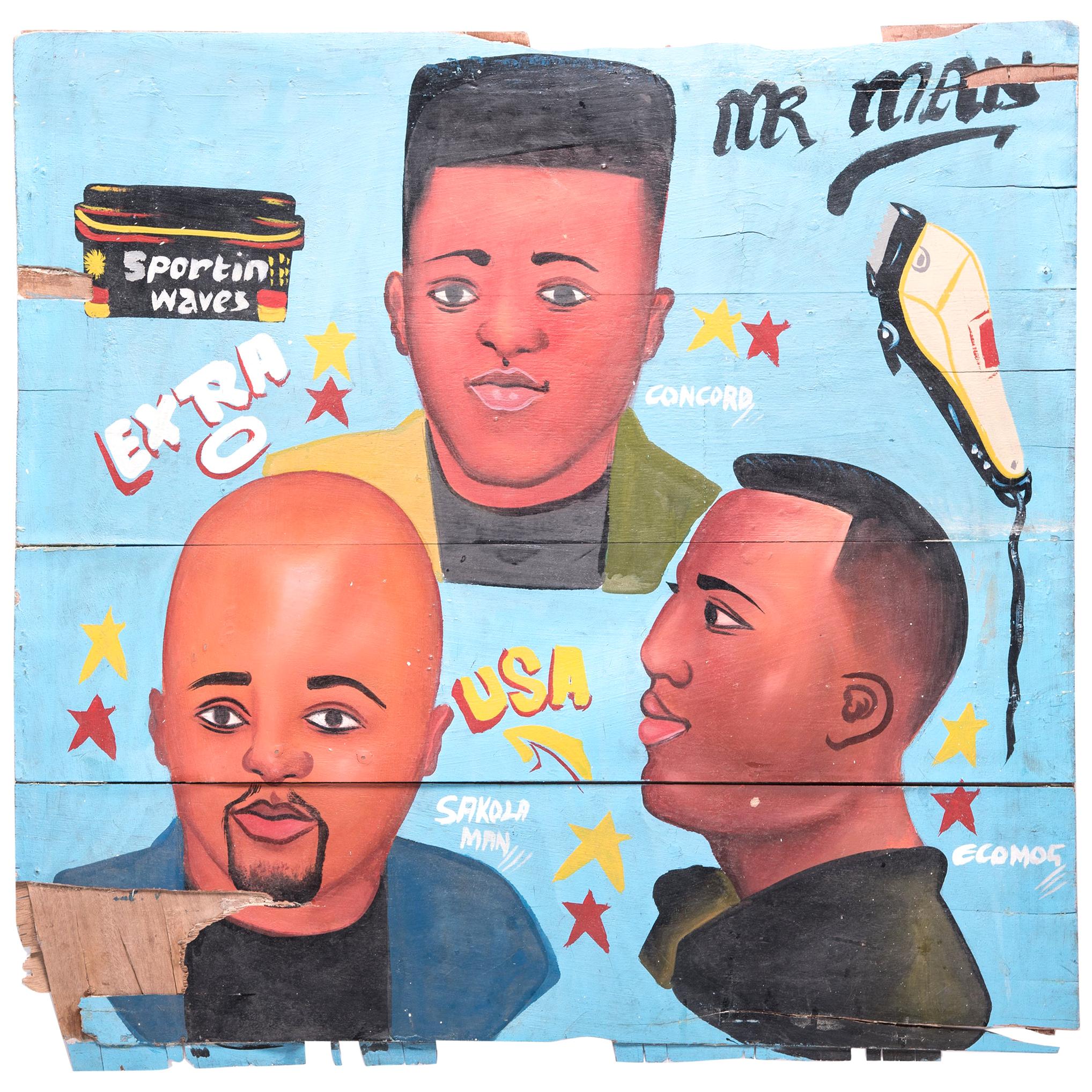 "Mr. Man" Hand Painted African Barbershop Sign