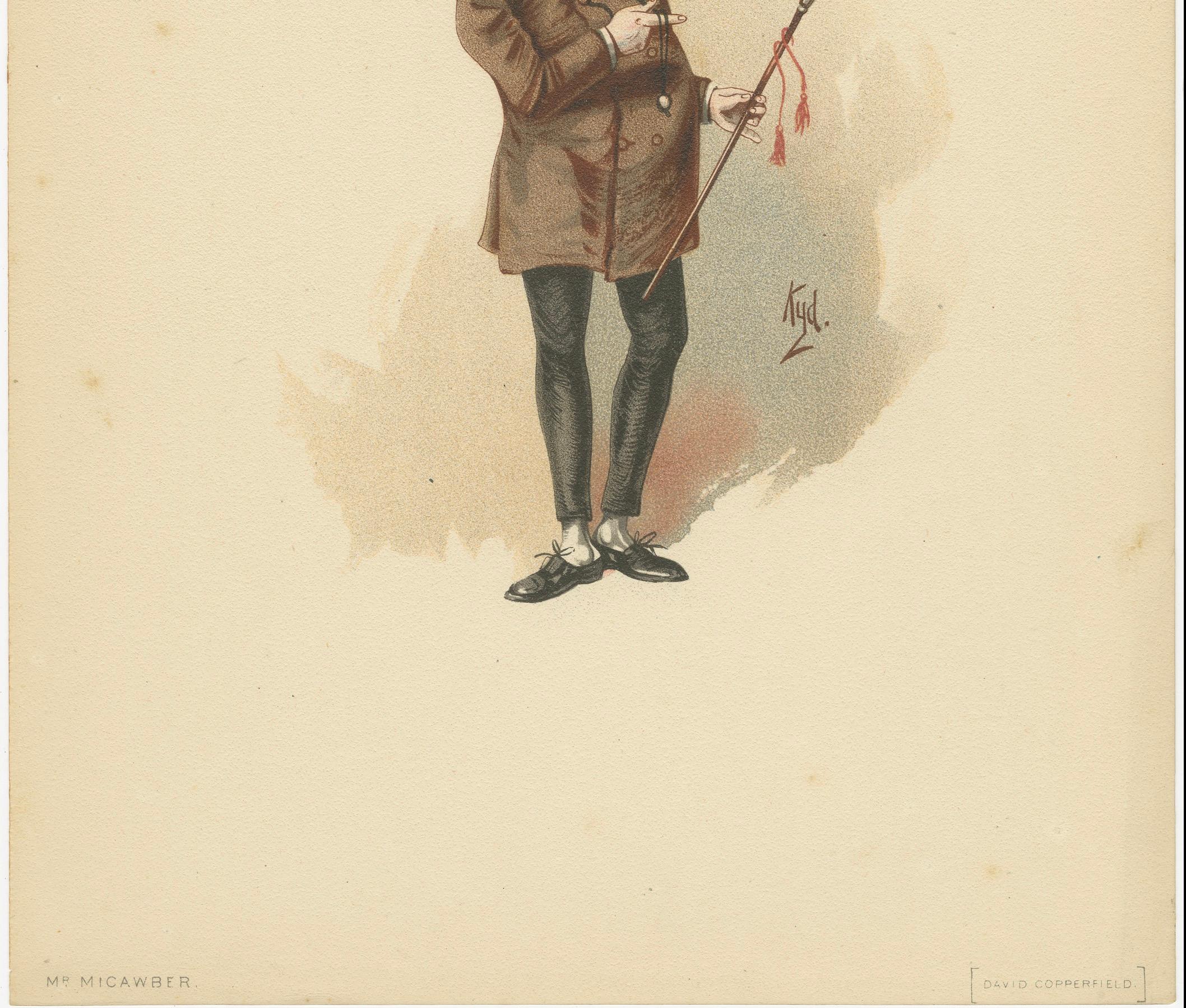 Mr. Micawber aus David Copperfield - Original Dickens Charakter Lithographie, 1889 (Englisch) im Angebot
