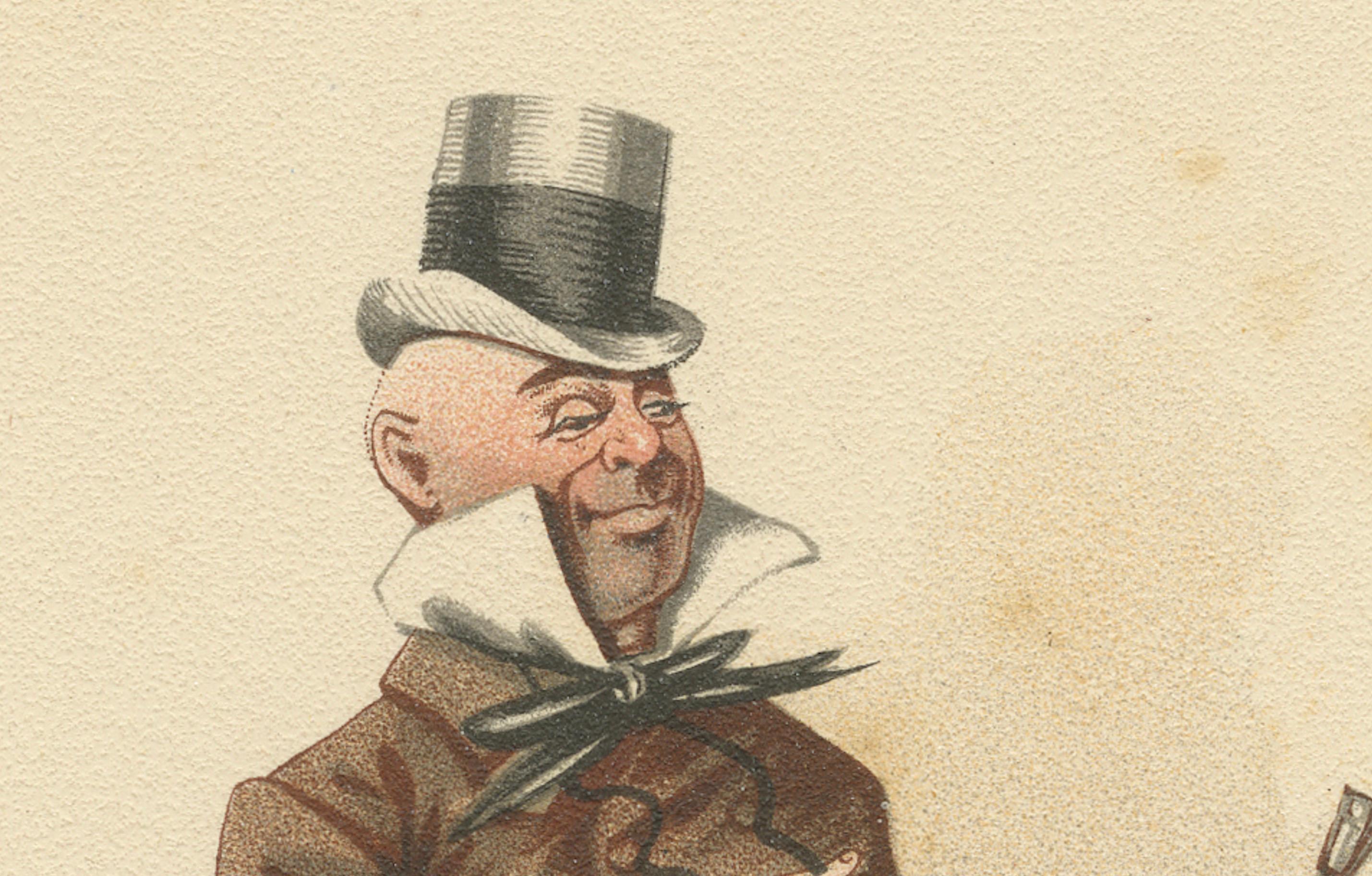 Mr. Micawber aus David Copperfield - Original Dickens Charakter Lithographie, 1889 im Zustand „Gut“ im Angebot in Langweer, NL