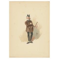 Mr Micawber de David Copperfield - Litografía original del personaje de Dickens, 1889