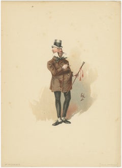 Mr. Micawber aus David Copperfield - Original Dickens Charakter Lithographie, 1889