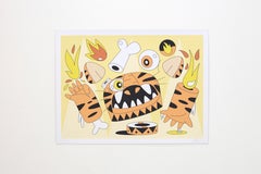 "Tigre fragmentado" sérigraphie, tigre, pop art, mexicain, contemporain, estampe.