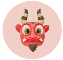"Diablito 2" art toy, red devil, pop art, Mexican, mask, contemporary, sculpture