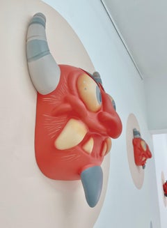 "Diablito 3" art toy, red devil, pop art, Mexican, mask, contemporary, sculpture