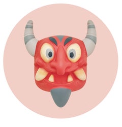 "Diablito 3" Kunstspielzeug, roter Teufel, Pop Art, mexikanisch, Maske, zeitgenössisch, Skulptur
