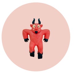 "Diablito colgando" Kunstspielzeug, roter Teufel, Pop Art, mexikanisch, Contempo, Skulptur