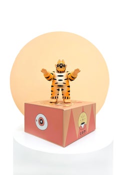 „Tigre atacando“ 1/20, Mini-Skulptur, Sonderausgabe, Kunstspielzeug, Tiger, mexikanisch