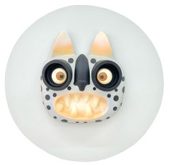 "Tigre gris II" Kunstspielzeug, Jaguar, grau, Pop Art, mexikanische Kunst, Maske, Natur
