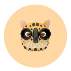 "Tigre III" art toy, jaguar sonriente, arte pop, arte mexicano, máscara, naturaleza