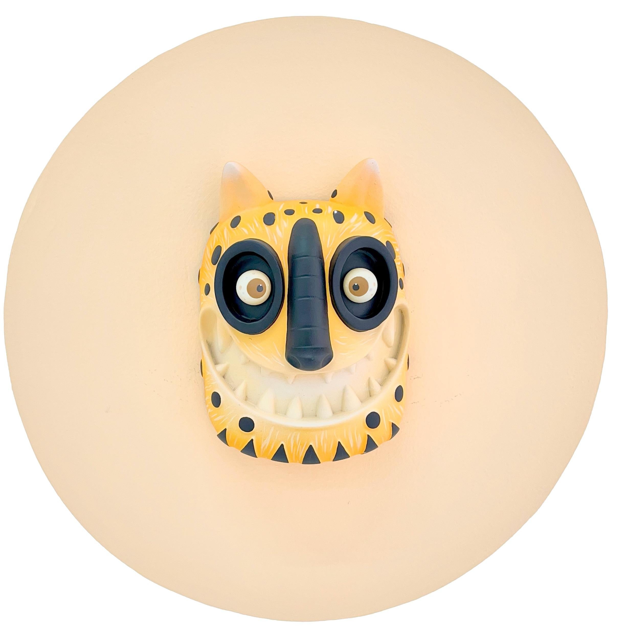 "Tigre IV" art toy, smiling jaguar, pop art, mexican art, mask, nature