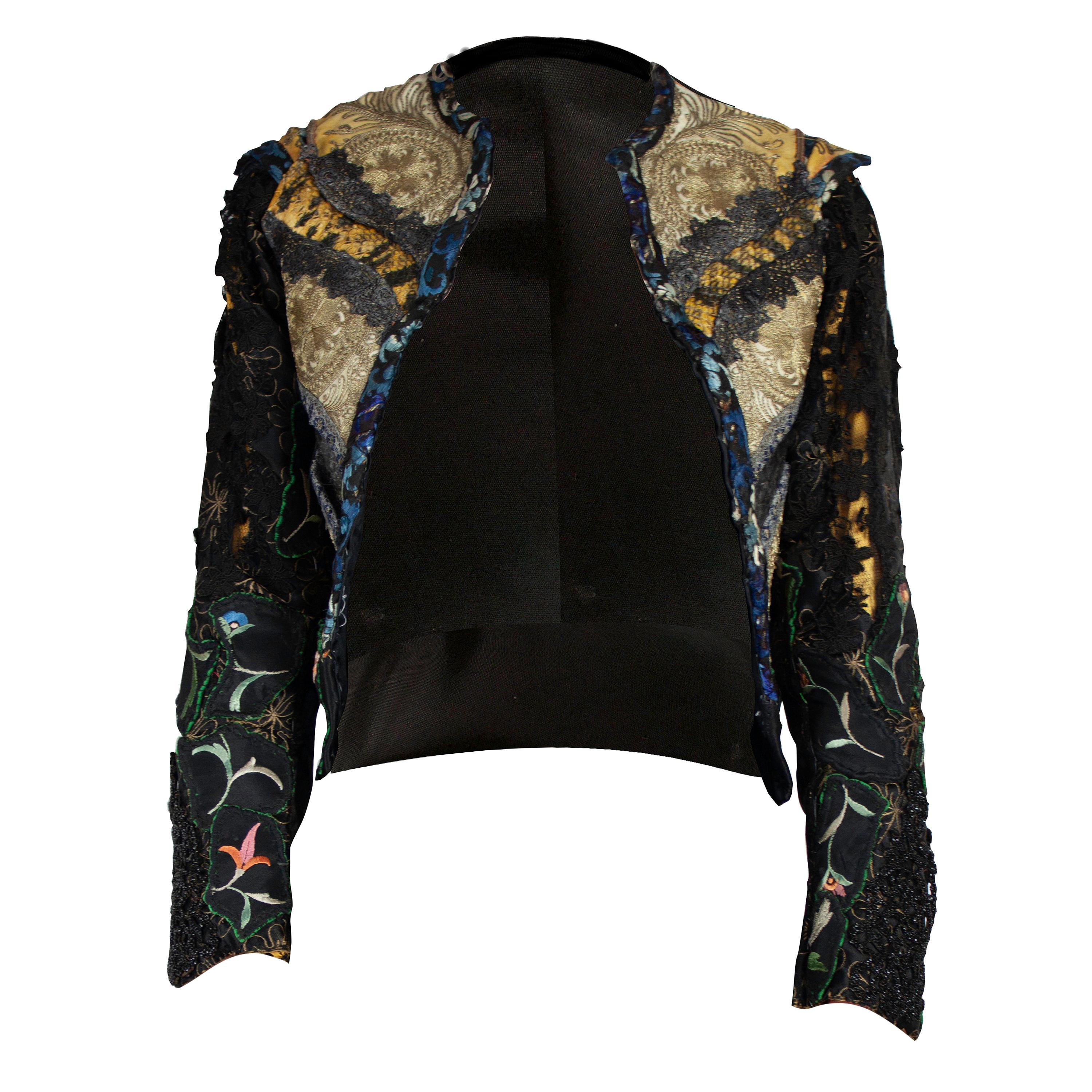 Mr Moses unique embroidered jacket with 1800s lace, and Victorian jet ...