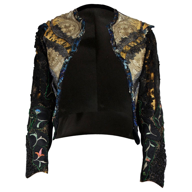 Mr Moses unique embroidered jacket with 1800s lace, and Victorian jet ...