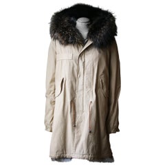 Mr & Mrs Italy Army Parka Jacket with Coyote and Raccoon Fur