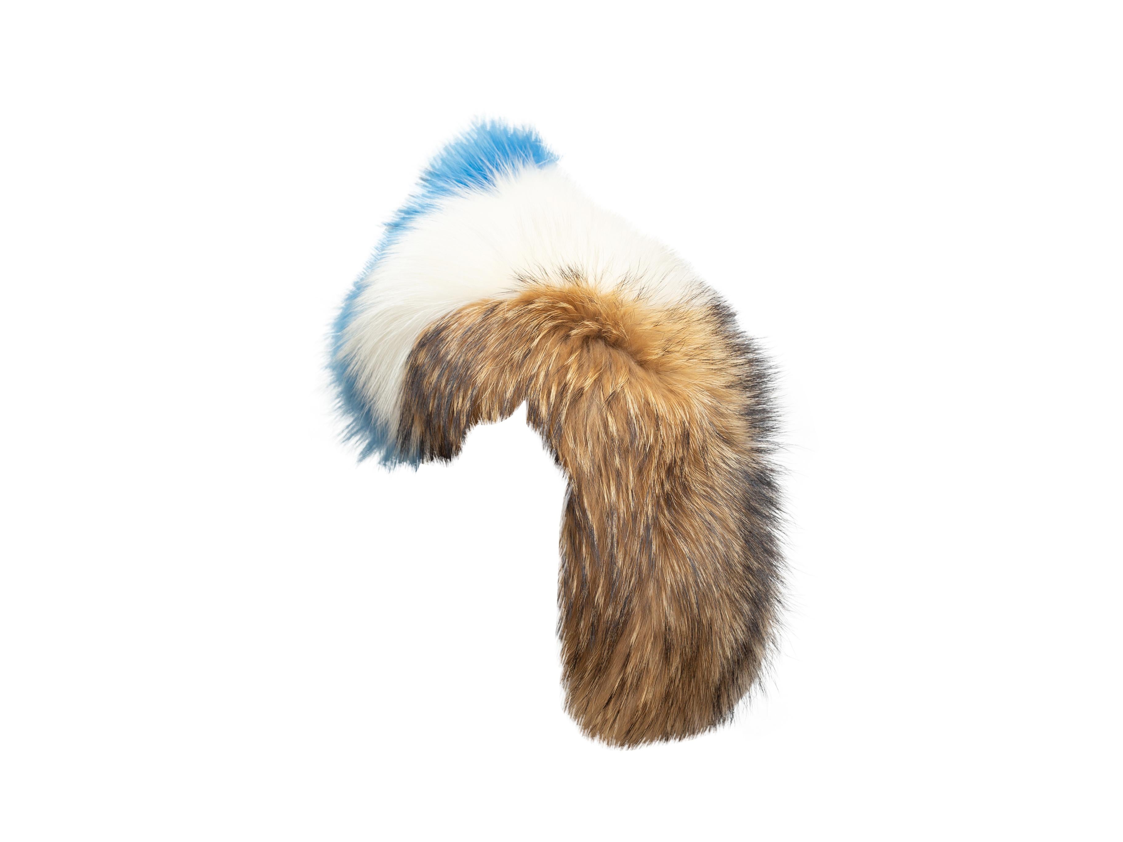Product details: Brown, white and blue tanuki fur collar by Mr & Mrs Italy. 33