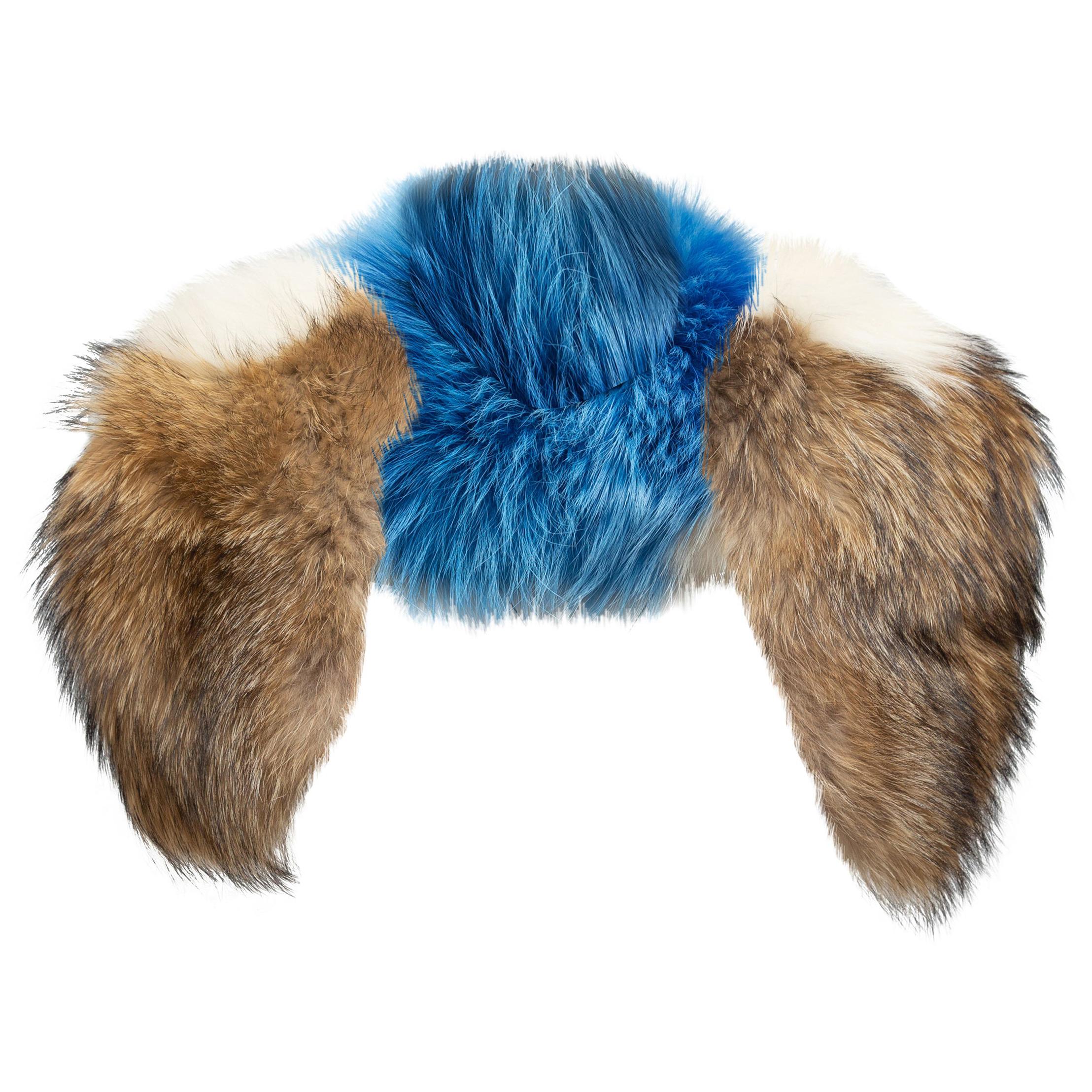 Mr and Mrs Italy Brown and Multicolor Fur Collar For Sale at 1stDibs