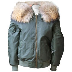 Mr & Mrs Italy Fox & Racoon Fur Bomber Jacket