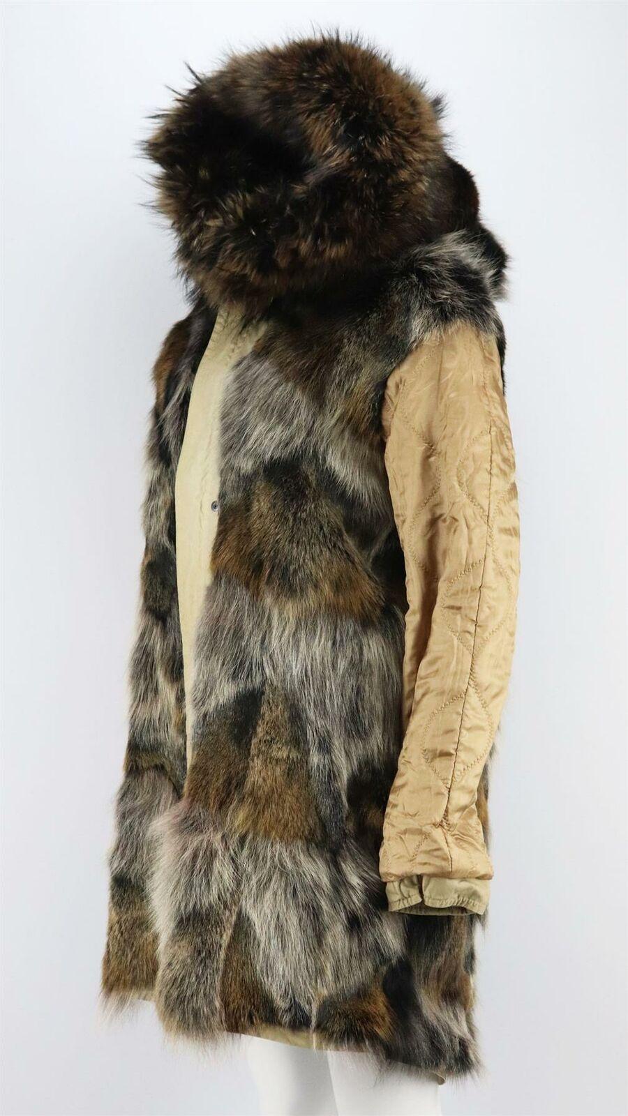 Mr & Mrs Italy Fur Lined Cotton Canvas Parka In Excellent Condition In London, GB