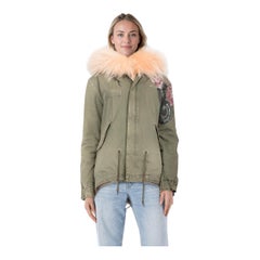 Mr & Mrs Italy Green Fur Collar Parka Coat Size XXS