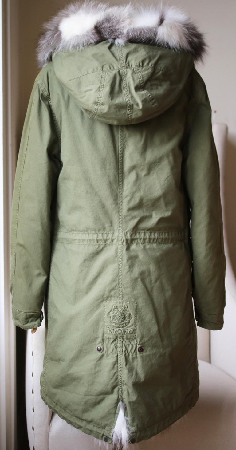 Mr and Mrs Italy Hooded Fox-Fur Lined Cotton Canvas Parka at 1stDibs