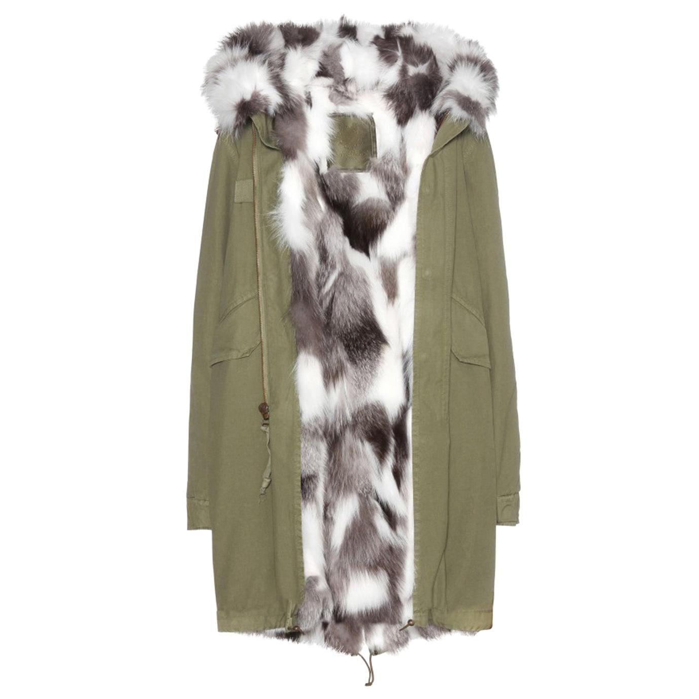 Mr & Mrs Italy Hooded Fox-Fur Lined Cotton Canvas Parka