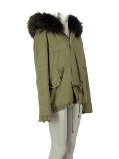 Mr & Mrs Italy Khaki Fur Trimmed Parka Coat Size XXS