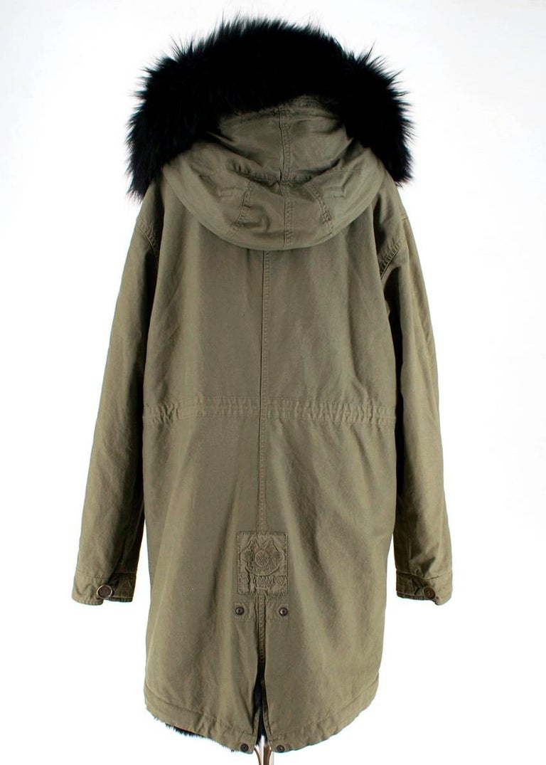 Mr and Mrs Italy Khaki Parka With Fox Fur Lining - Size M For Sale at  1stDibs