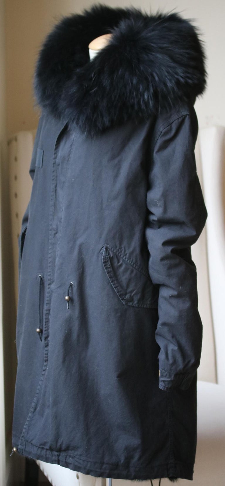 Mr And Mrs Italy Rabbit And Raccoon Fur Lined Canvas Parka Coat For Sale At 1stdibs