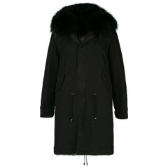Mr & Mrs Italy Rabbit and Raccoon Fur Lined Canvas Parka Coat