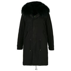 Mr and Mrs Italy Rabbit and Raccoon Fur Lined Canvas Parka Coat at 1stDibs