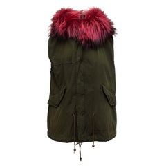 Mr & Mrs Olive & Pink Italy Fur-Trimmed Cargo Vest
