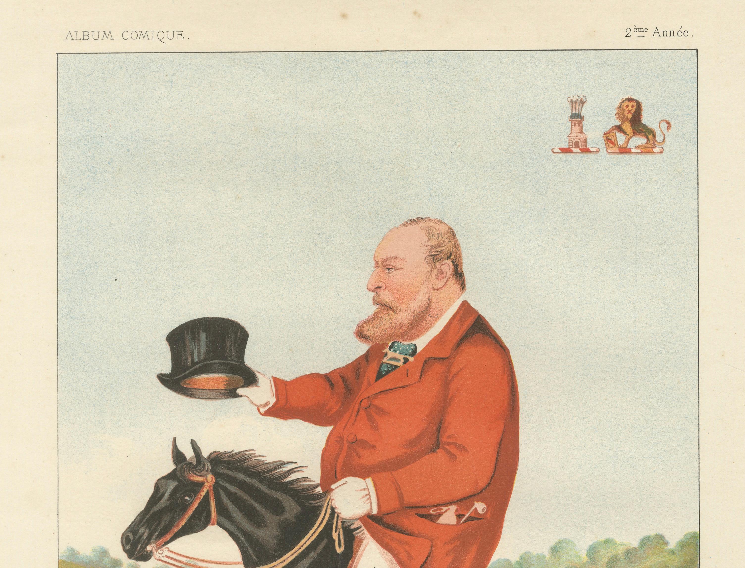 Mr Musters, French Belle Époque Horse Racing Satirical Chromolithograph, 1885