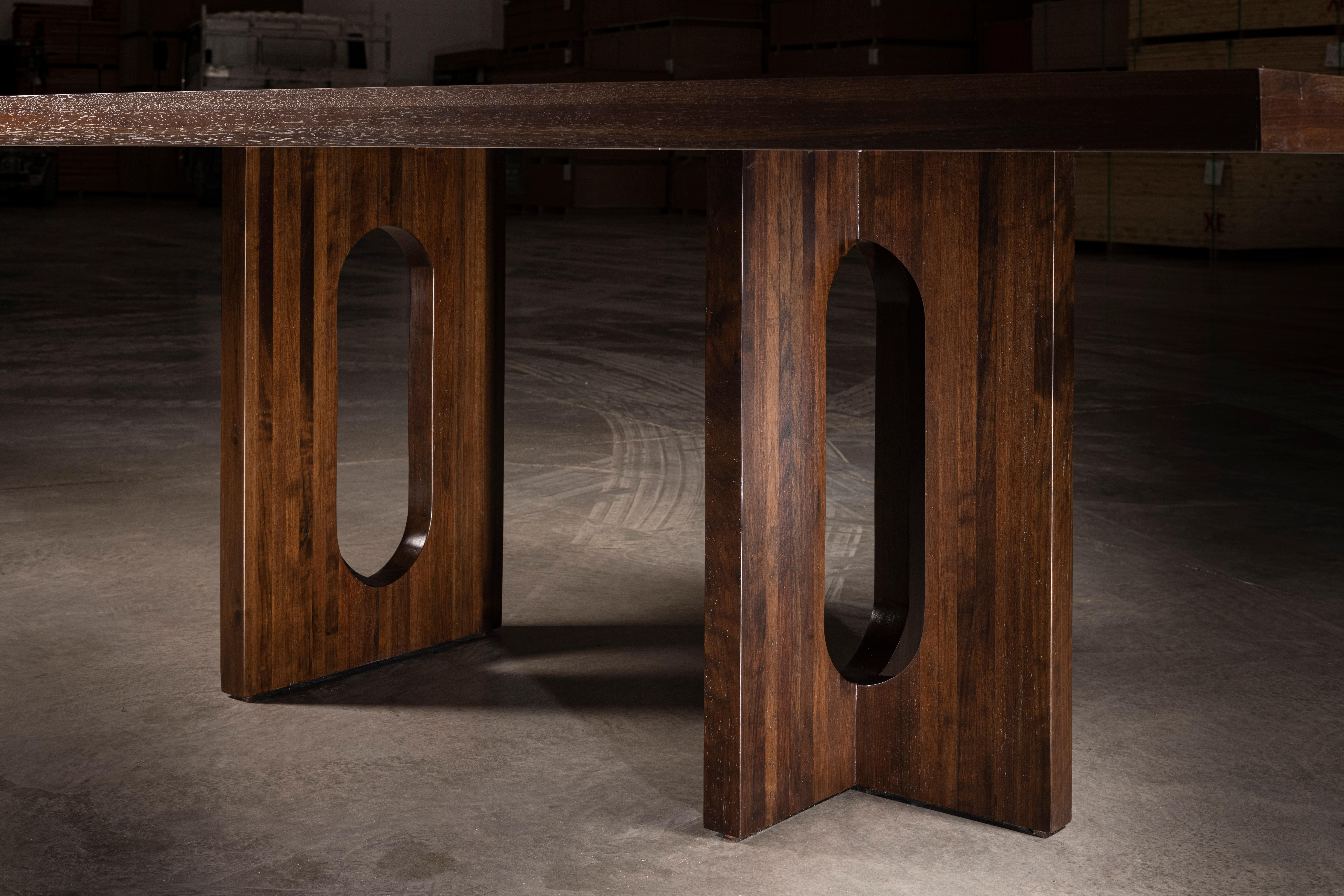 Other Mr. O Dining Table in Solid Walnut with Two Geometrical Bases by No Age Studio For Sale