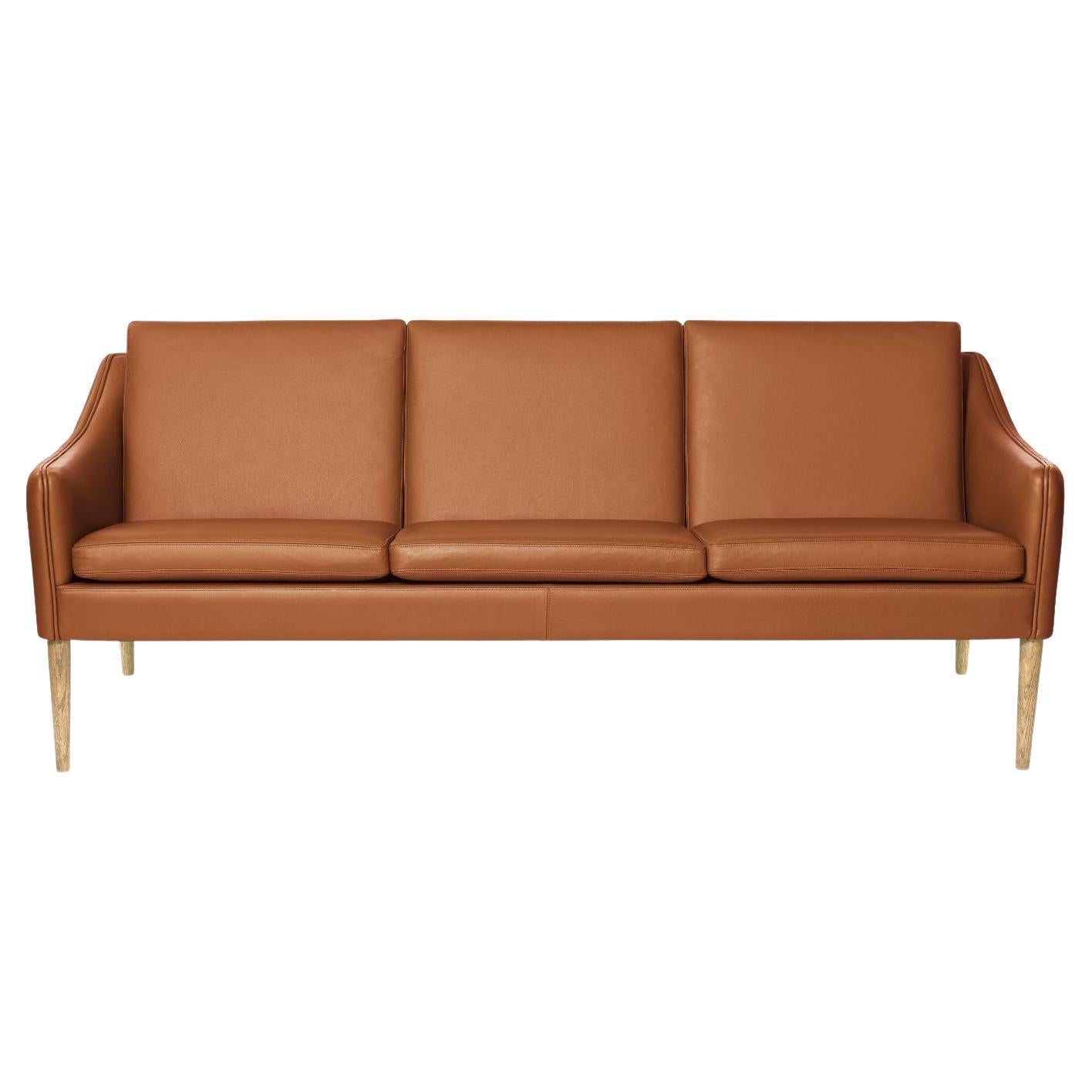 Mr Olsen 3 Seater Oak Challenger Cognac Leather by Warm Nordic For Sale