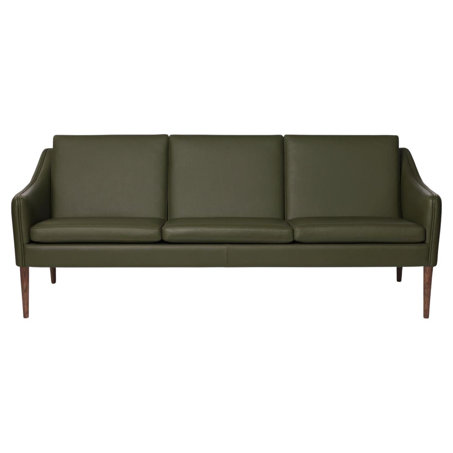 Mr Olsen 3 Seater Oak Challenger Pickle Green Leather by Warm Nordic