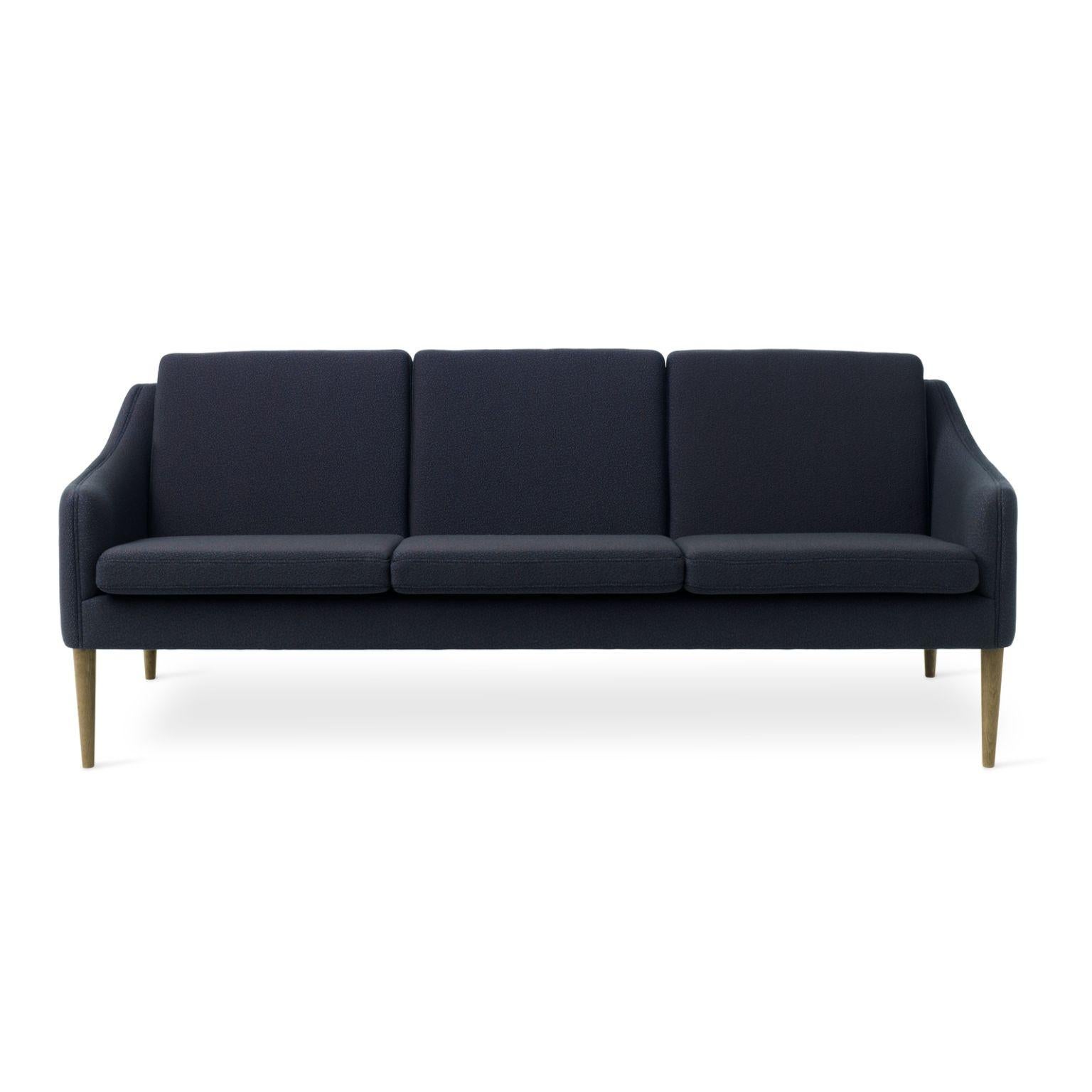 Mr Olsen 3 seater Oak Sprinkles Midnight Blue by Warm Nordic
Dimensions: D201 x W79 x H 78/46 cm
Material: Textile upholstery, Foam, Spring system, Solid oiled oak legs, Solid smoked oak legs
Weight: 50 kg
Also available in different colours and