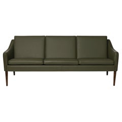 Mr Olsen 3 Seater Walnut Challenger Pickle Green Leather by Warm Nordic