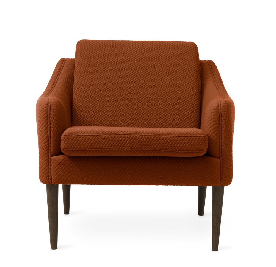 Mr. Olsen lounge chair mosaic solid smoked oak spicy brown by Warm Nordic
Dimensions: D81 x W79 x H 78 cm
Material: Textile upholstery, Foam, Spring system, Oak
Weight: 27 kg
Also available in different colours, materials and finishes. 

A