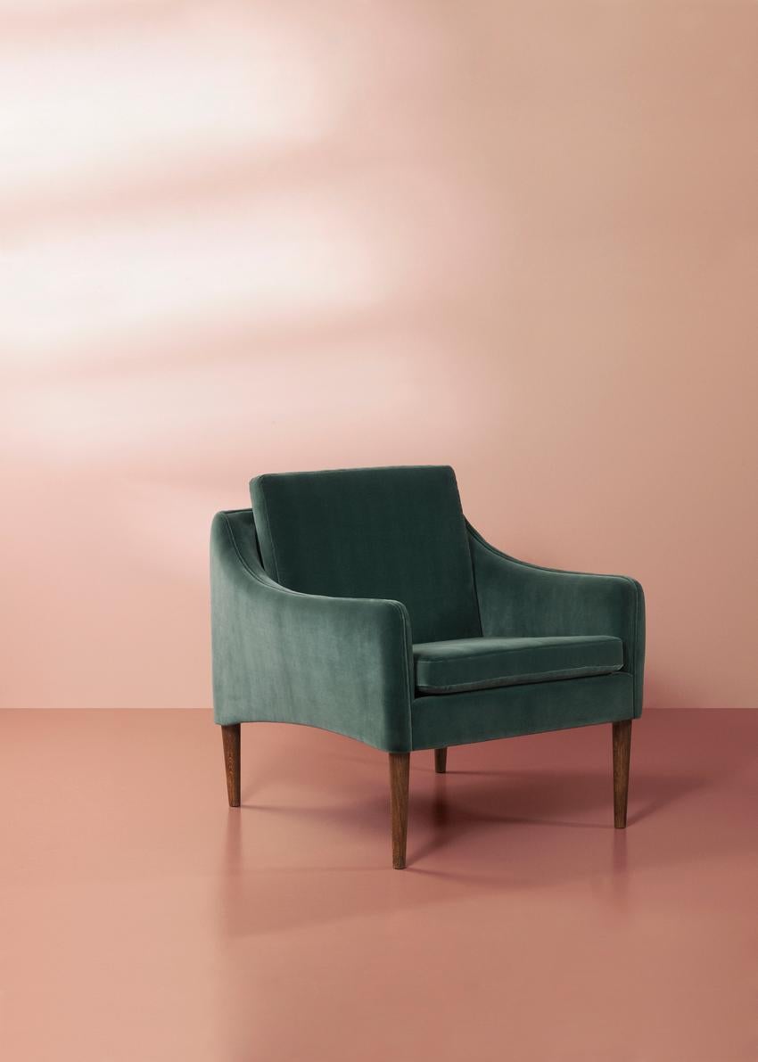Tissu d'ameublement M. Olsen fauteuil de salon en mosaïque de chêne massif fumé marron piqué par Warm Nordic en vente