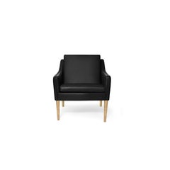 Mr. Olsen Lounge Chair Solid Smoked Oak, Black Leather by Warm Nordic