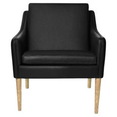 Loungesessel aus massiver geräucherter Eiche, schwarzes Leder von Warm Nordic