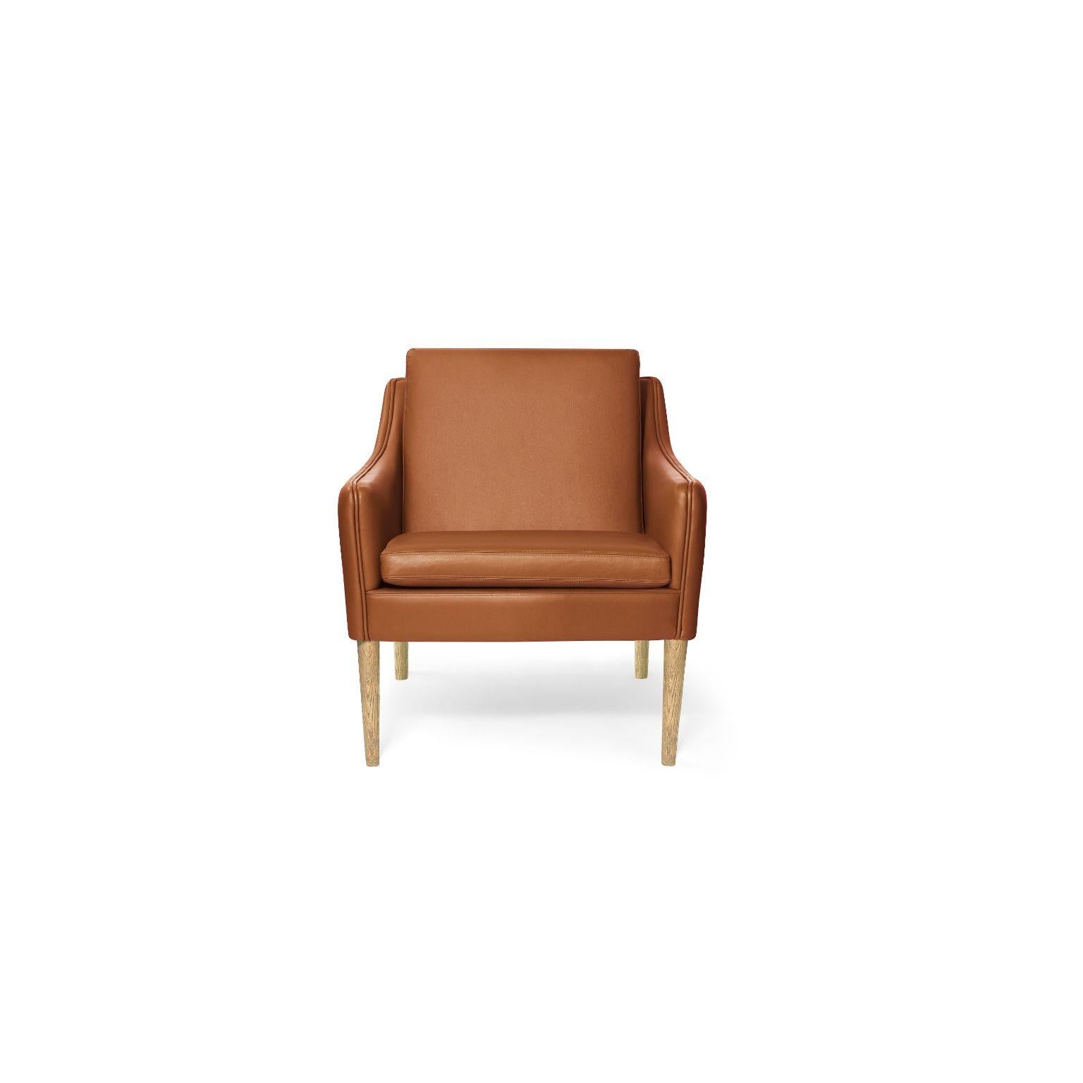 Mr. Olsen lounge chair solid smoked oak cognac leather by Warm Nordic
Dimensions: D81 x W79 x H 78 cm
Material: Textile upholstery, Foam, Spring system, Oak, Leather
Weight: 27 kg
Also available in different colours, materials and finishes.