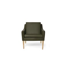 Mr. Olsen Lounge Chair Solid Smoked Oak, Pickle Green Leather by Warm Nordic