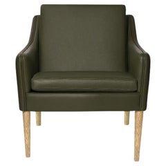 Mr. Olsen Lounge Chair Solid Smoked Oak, Pickle Green Leather by Warm Nordic