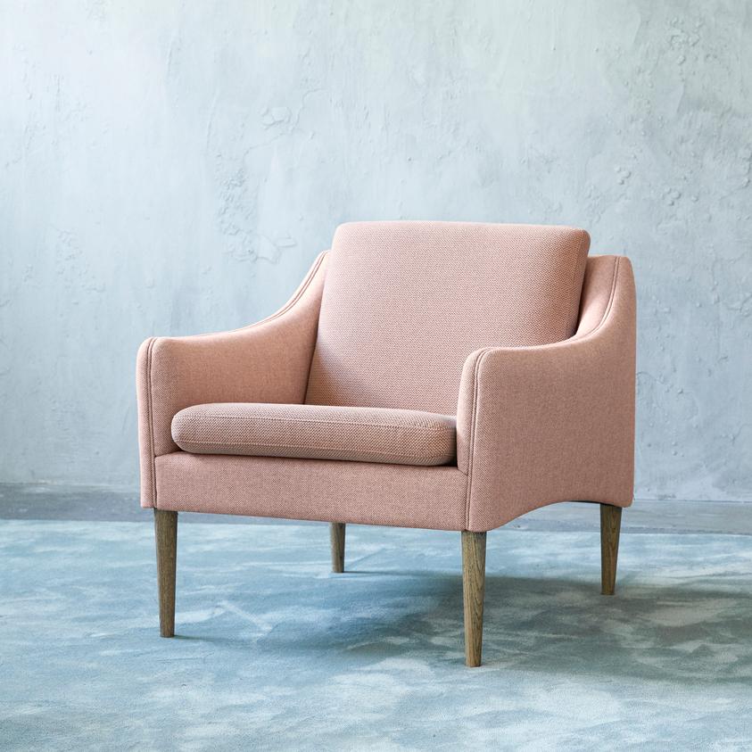 XXIe siècle et contemporain Fauteuil de salon M. Olsen en chêne massif fumé rose rouille par Warm Nordic en vente