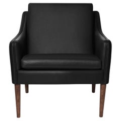 Mr. Olsen Lounge Chair Solid Solid Walnut, Black Leather by Warm Nordic