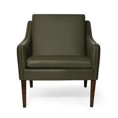 Mr. Olsen Lounge Chair Solid Walnut Pickle Green Leather by Warm Nordic