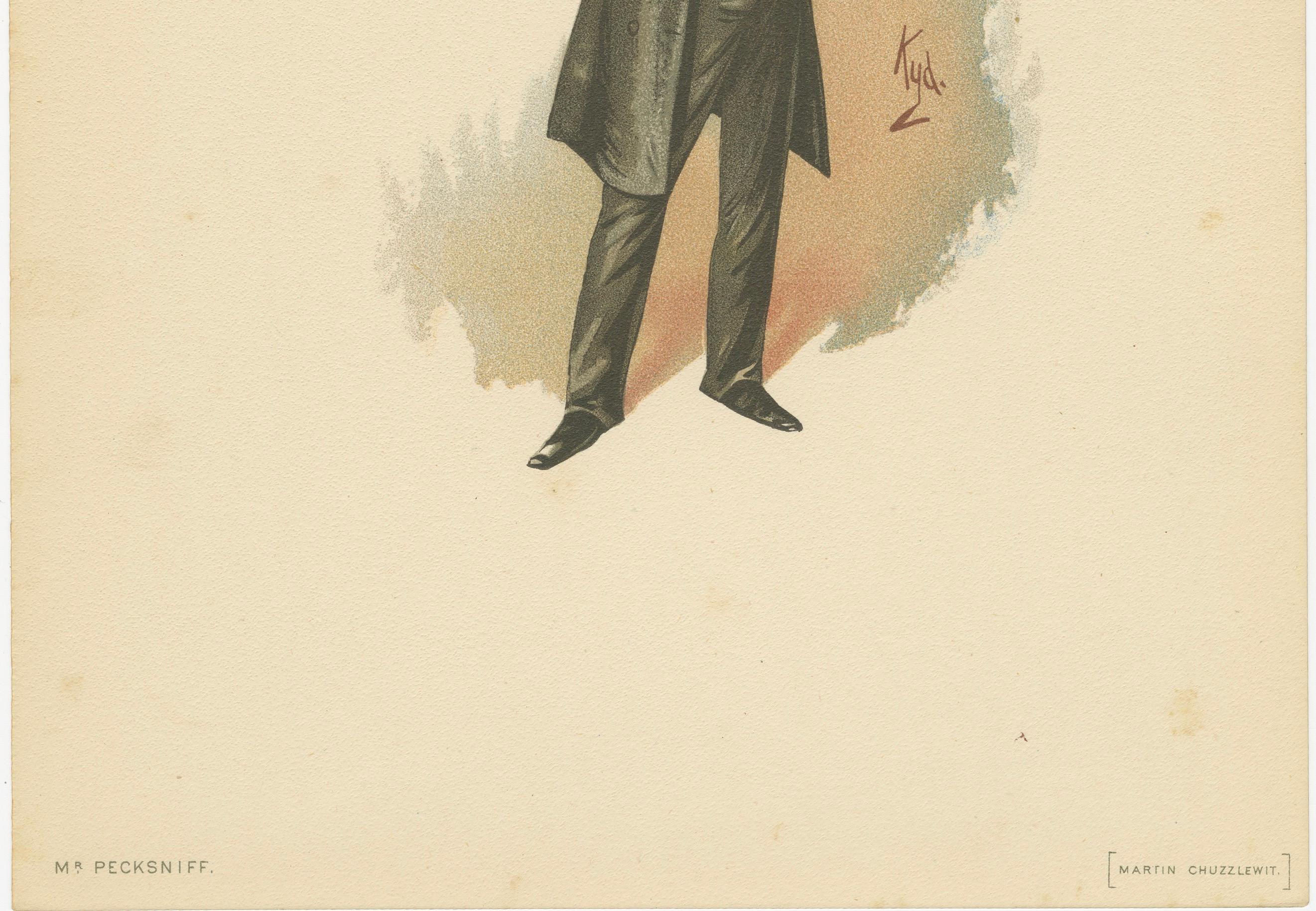 Mr. Pecksniff aus Martin Chuzzlewit - Dickens Charakter Lithographie von Kyd, 1889 (Englisch) im Angebot
